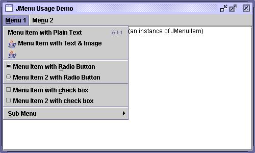 JMenuBar | JMenu | JMenuitem